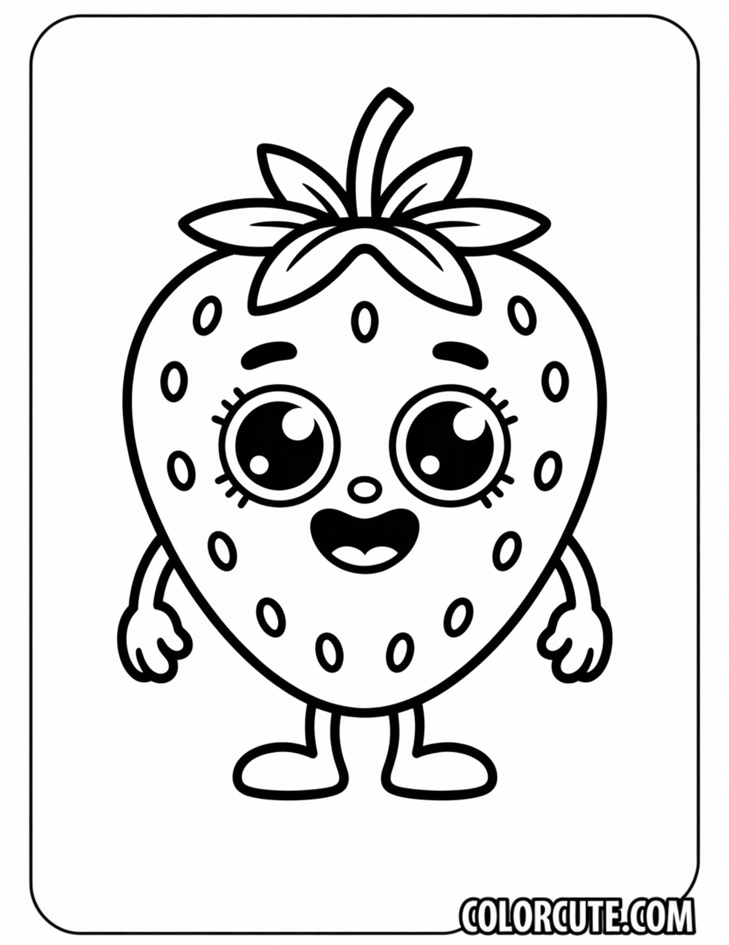 Cartoon Strawberry Coloring Pages – Free PDF Printables