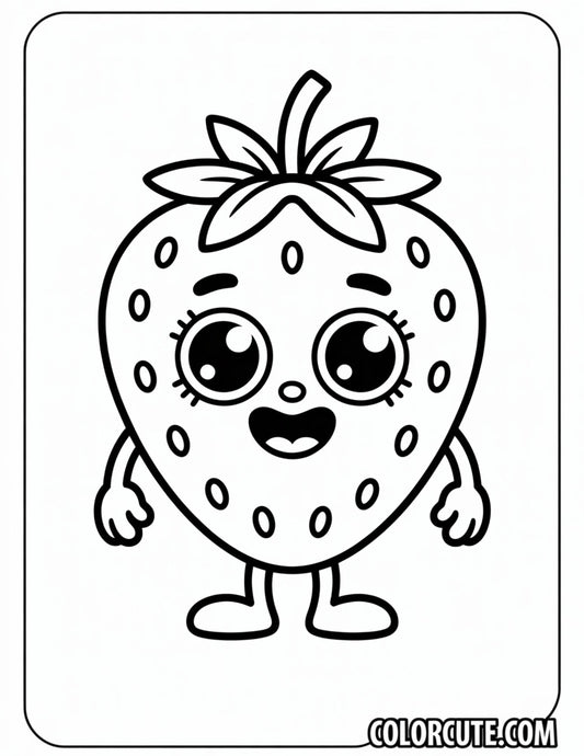 Cartoon Strawberry Coloring Pages – Free PDF Printables