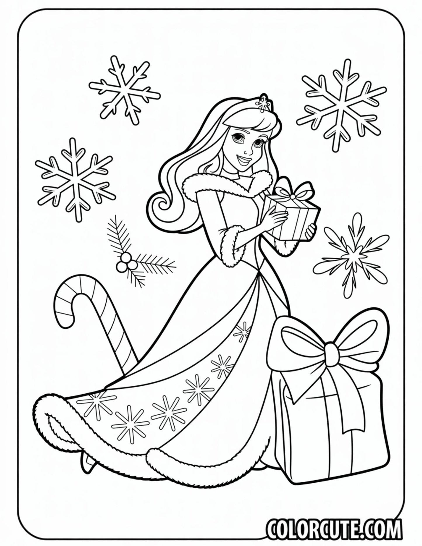 Christmas Aurora Coloring Page with Gifts | Free PDF Printables