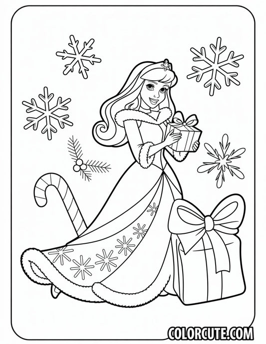 Christmas Aurora Coloring Page with Gifts | Free PDF Printables