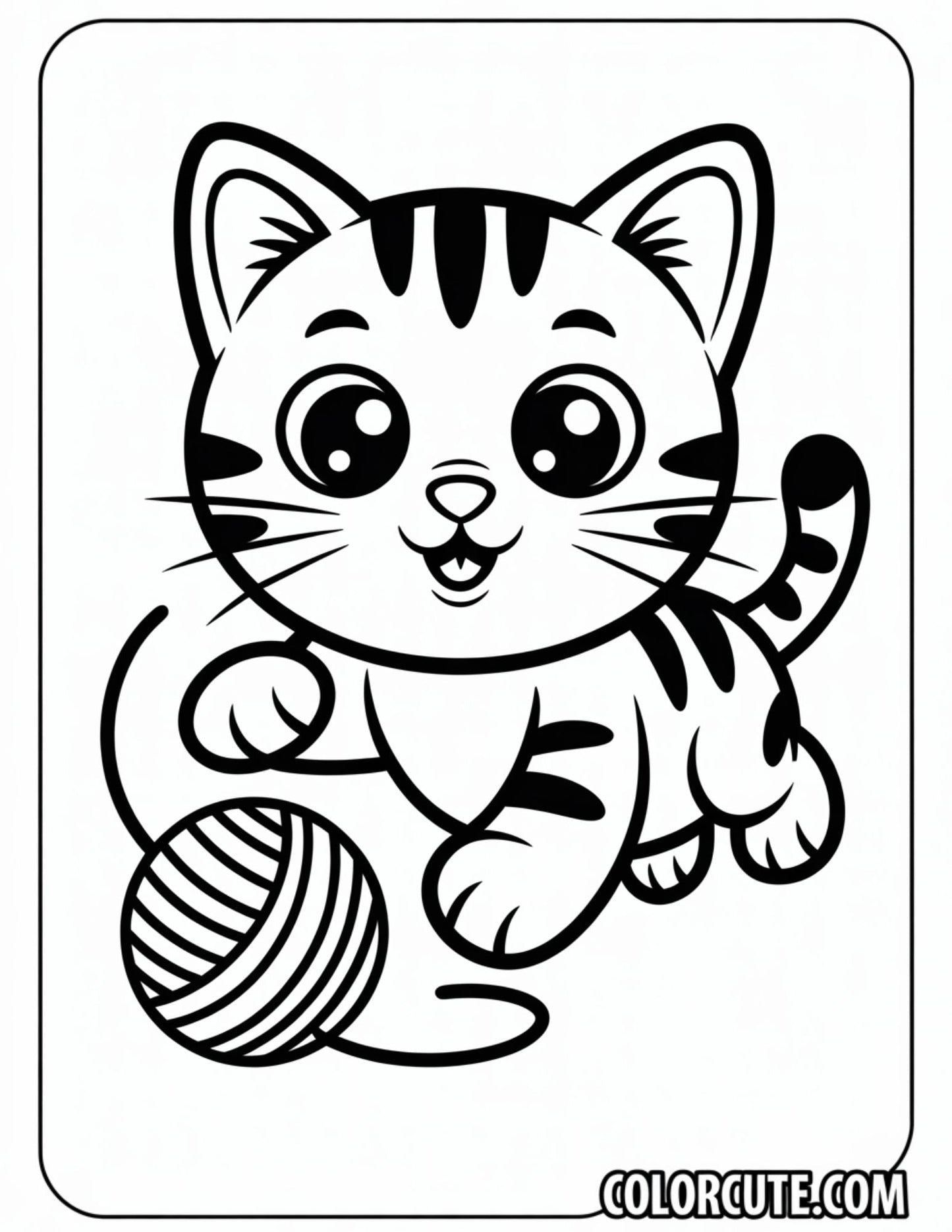 Cute Cat Bold and Easy Coloring Pages | Free PDF Printables