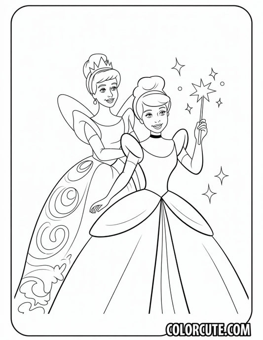 Fairy Godmother Cinderella Coloring Pages | Free PDF Printables