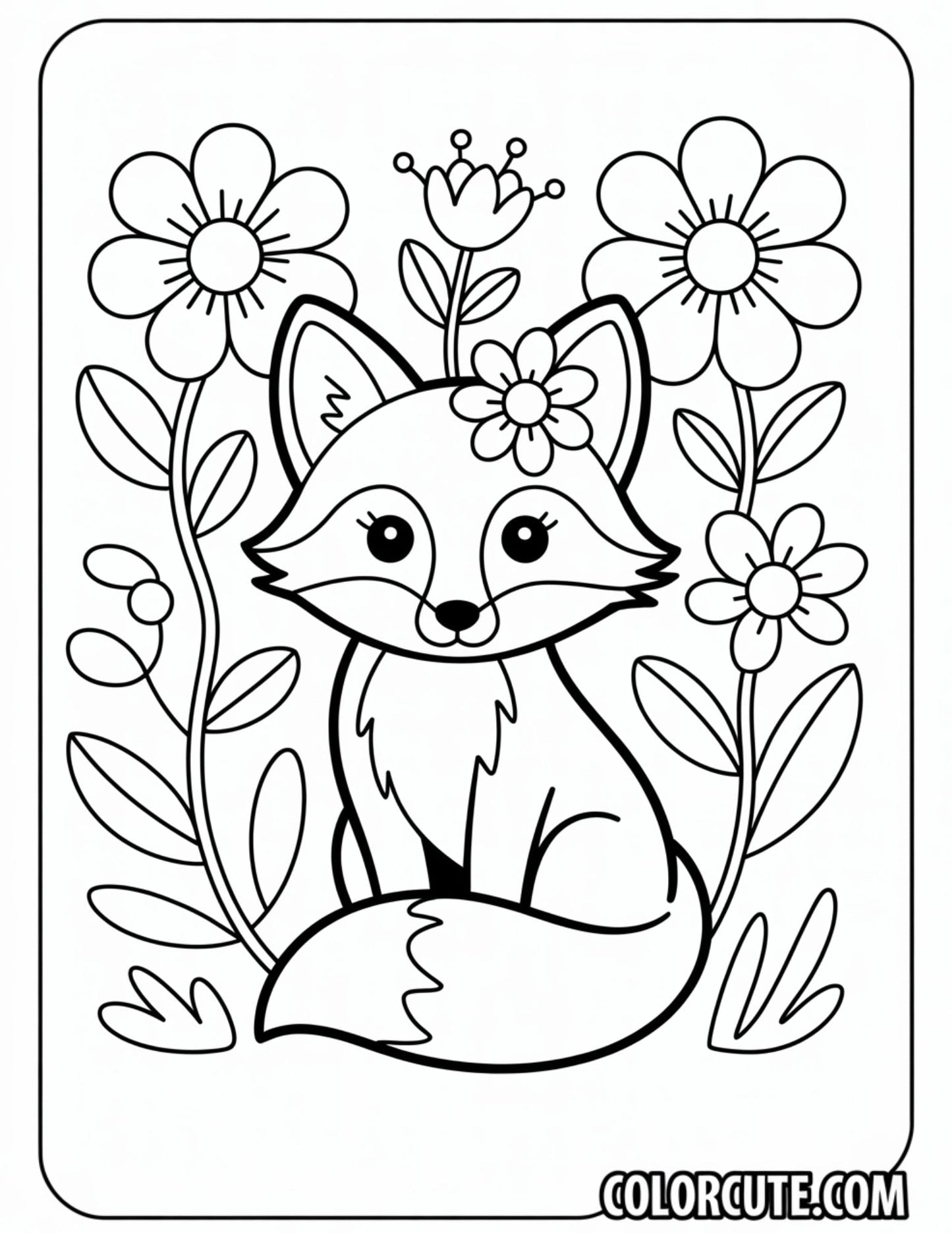 Fox in a Forest Scene Coloring Pages | Free PDF Printables