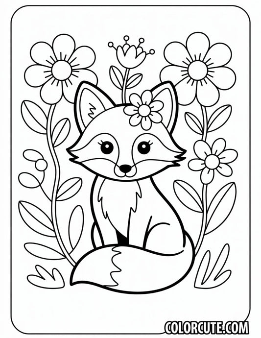 Fox in a Forest Scene Coloring Pages | Free PDF Printables
