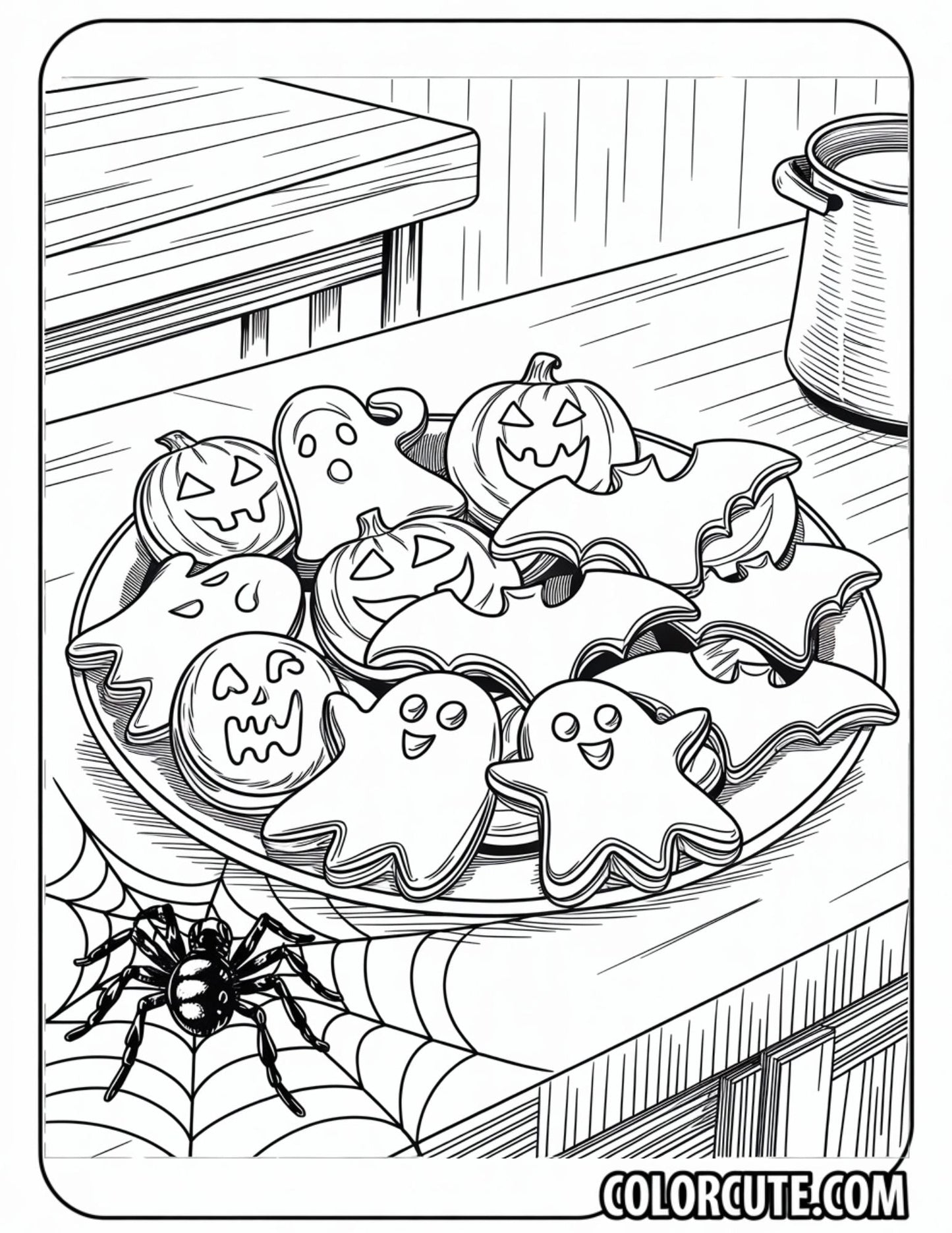 Halloween Cookies Coloring Page | Free PDF Printables