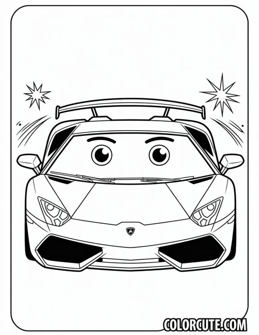 Kawaii Lamborghini Coloring Pages - Free PDF Printables