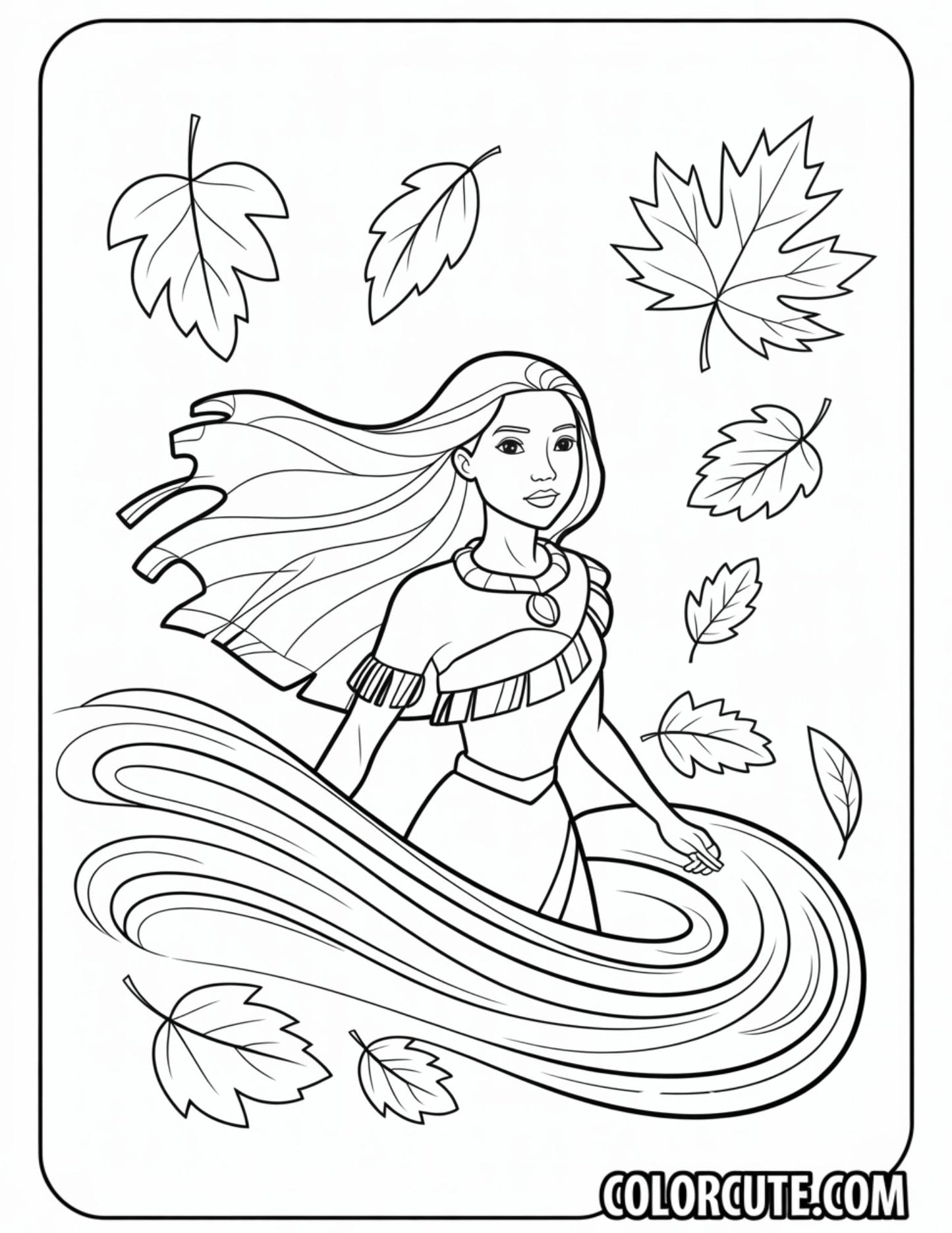 Leaves Pocahontas Coloring Pages | Free PDF Printables