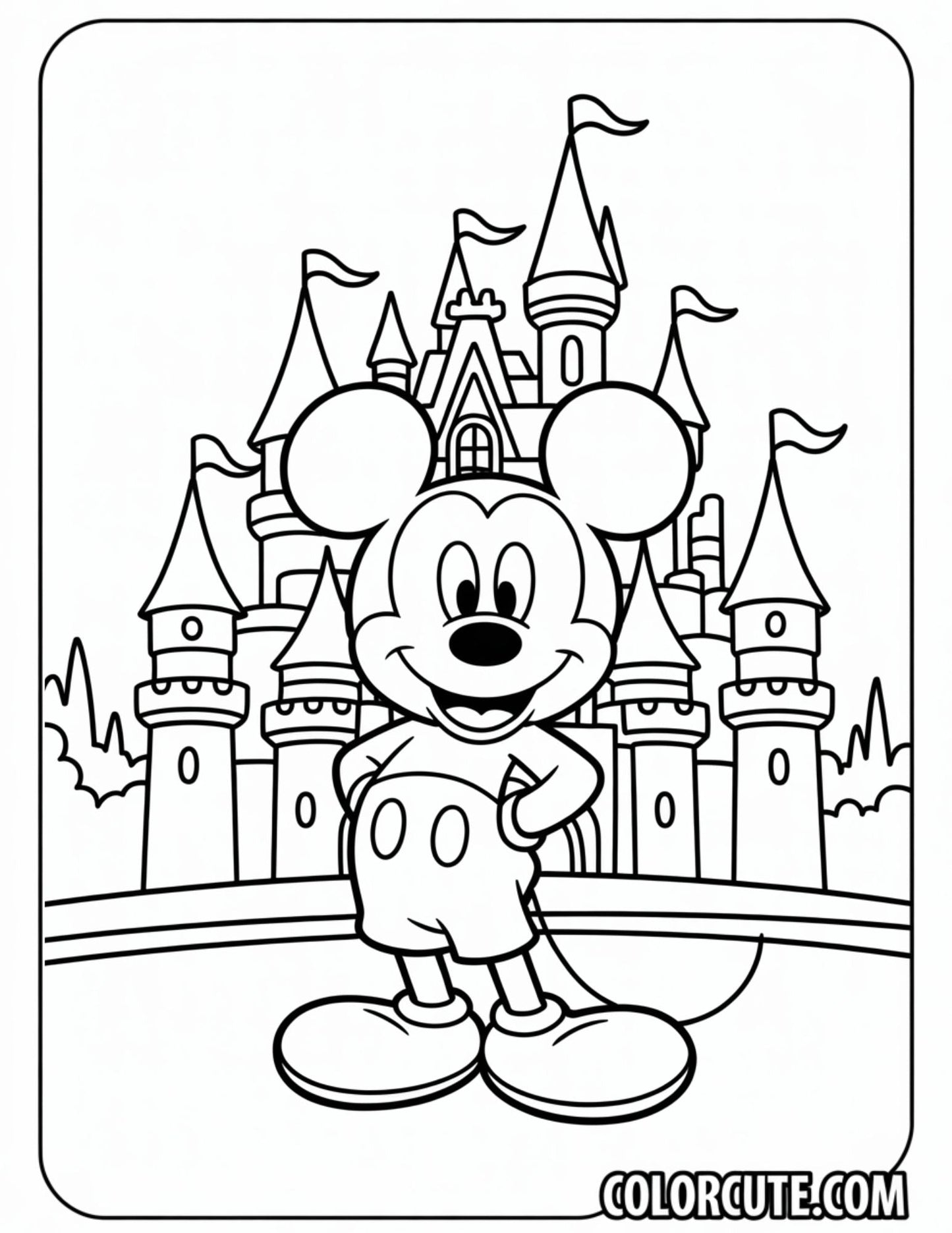 Mickey Mouse Disney Castle Coloring Page | Free PDF Printables