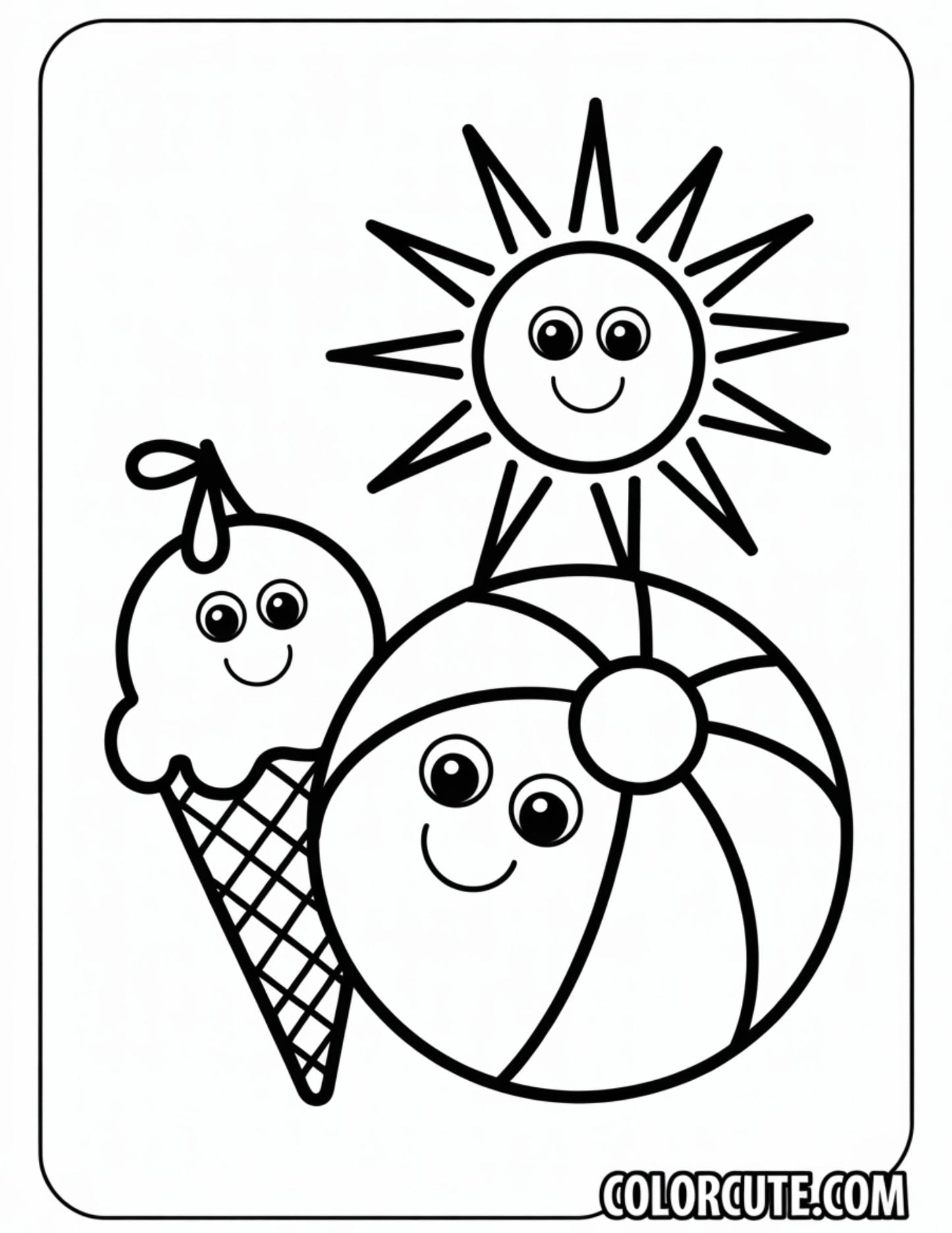 Wonderful Summer Kawaii Coloring Pages | Free PDF Printables