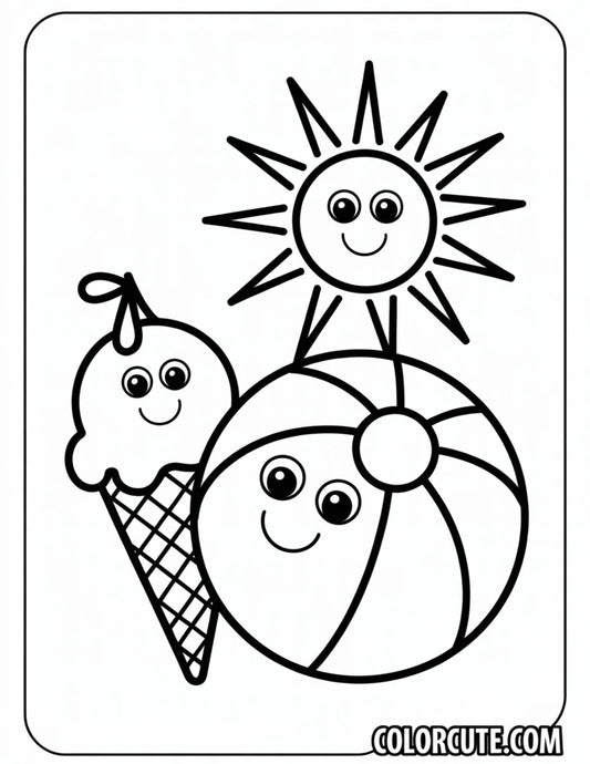 Wonderful Summer Kawaii Coloring Pages | Free PDF Printables