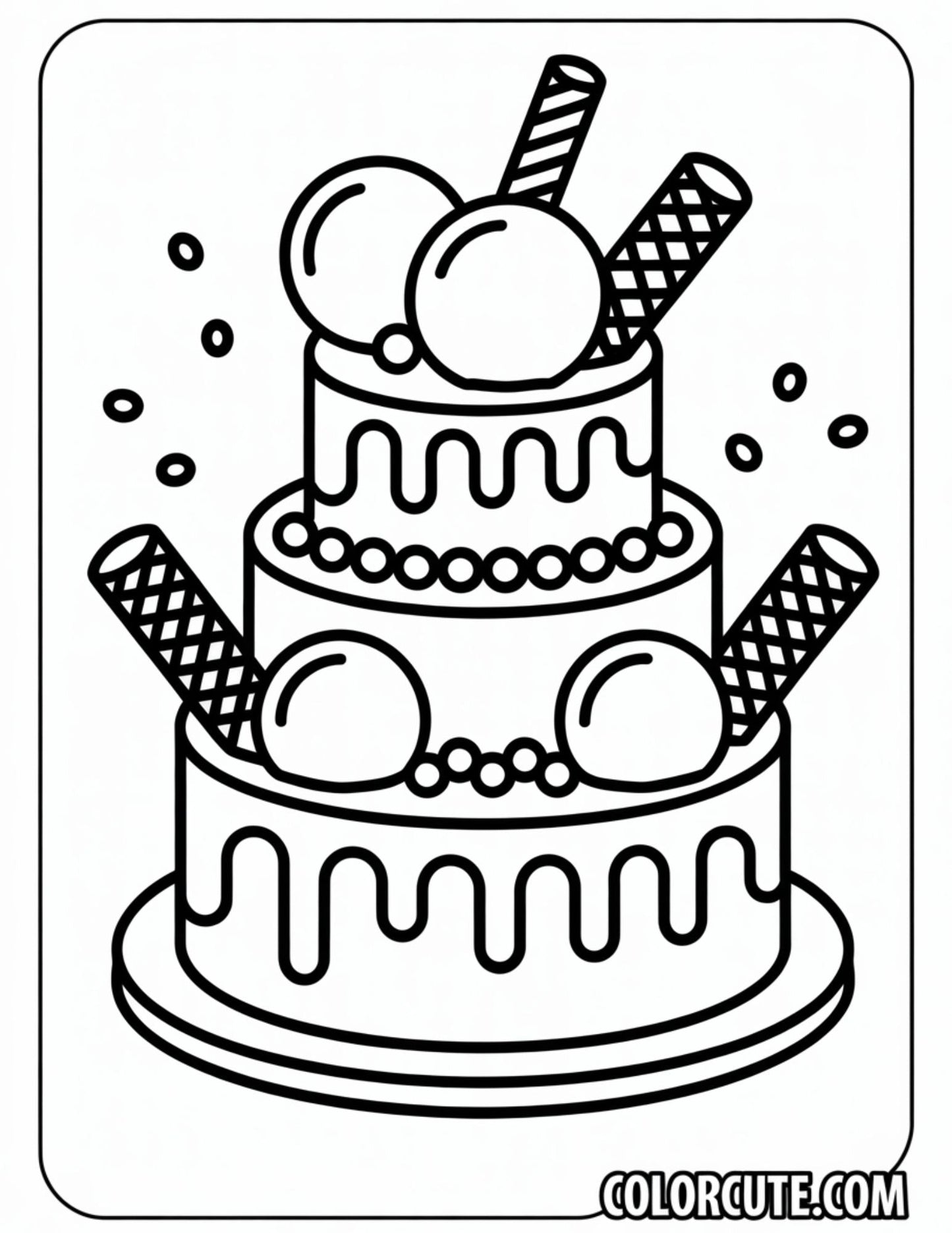 Cake Ice Cream Coloring Pages | Free PDF Printables