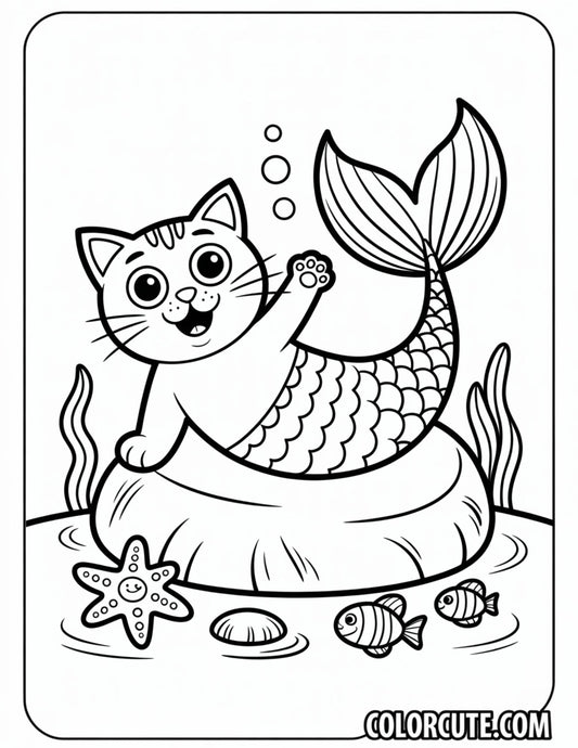 Cat Mermaid Coloring Pages | Free PDF Printables