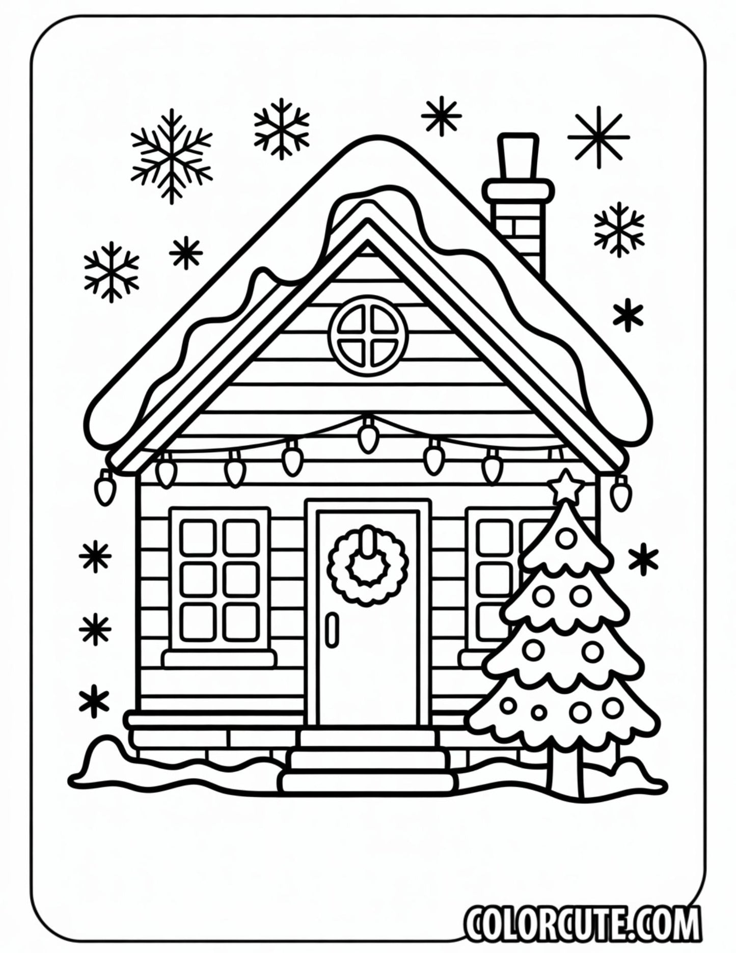 Christmas House Coloring Pages | Free PDF Printables