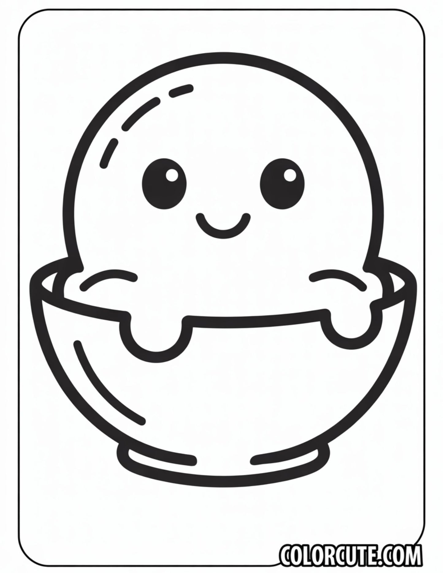 Cute Ice Cream Scoop Coloring Page | Free PDF Printables