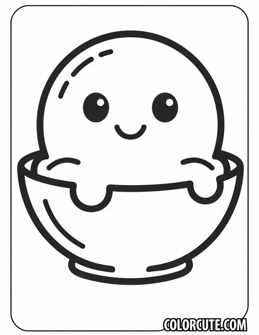 Cute Ice Cream Scoop Coloring Page | Free PDF Printables