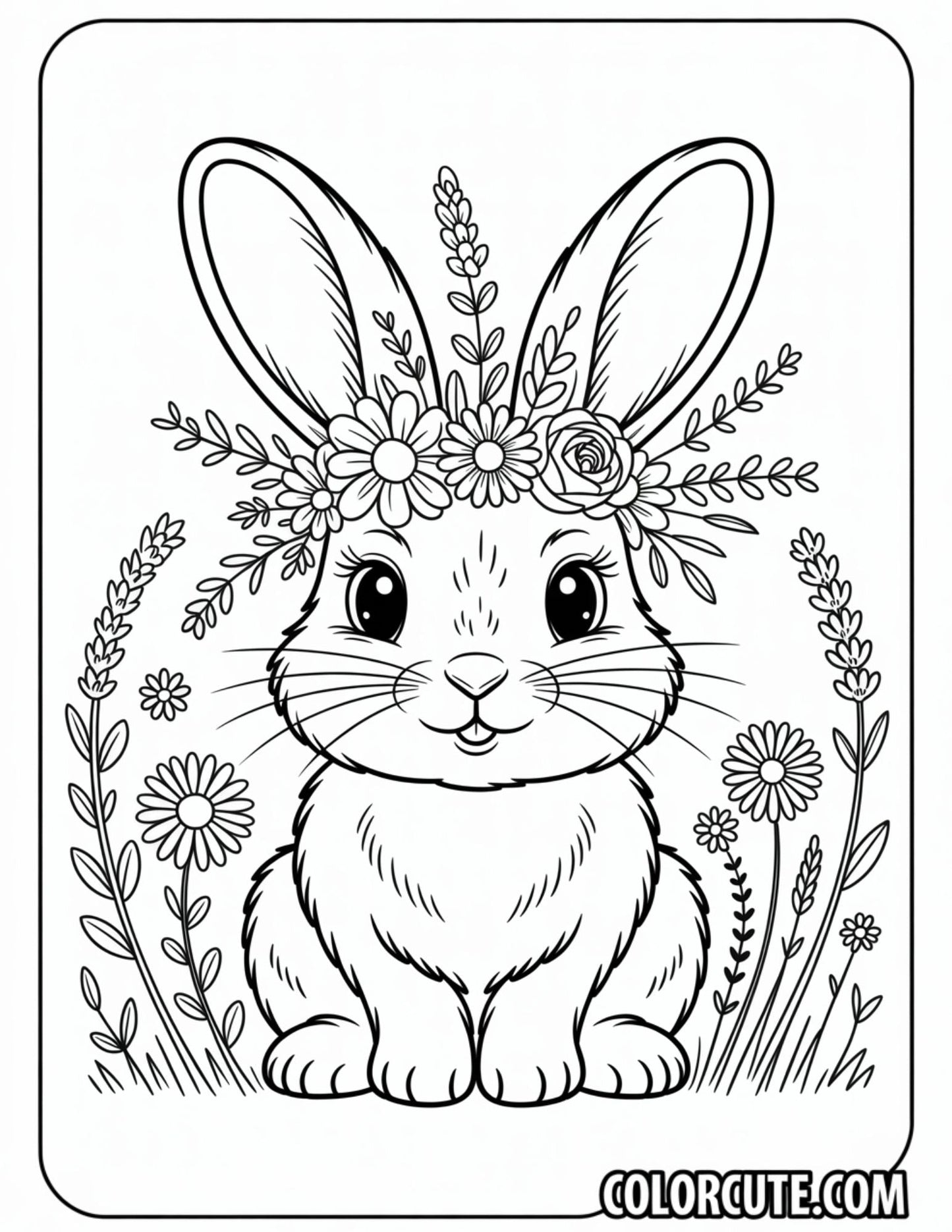 Detailed Bunny Coloring Page – Free PDF Printables