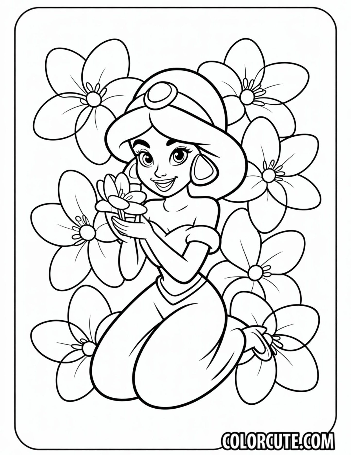 Flower Jasmine Coloring Page | Free PDF Printables