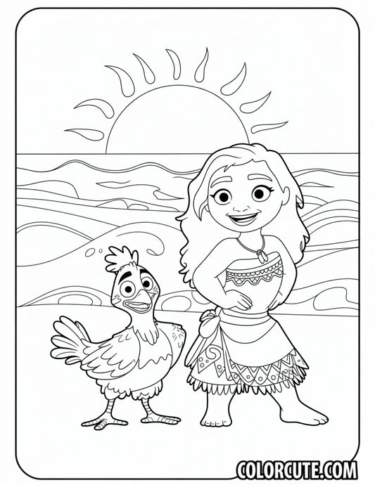 Hei Hei Moana Coloring Page | Free PDF Printables