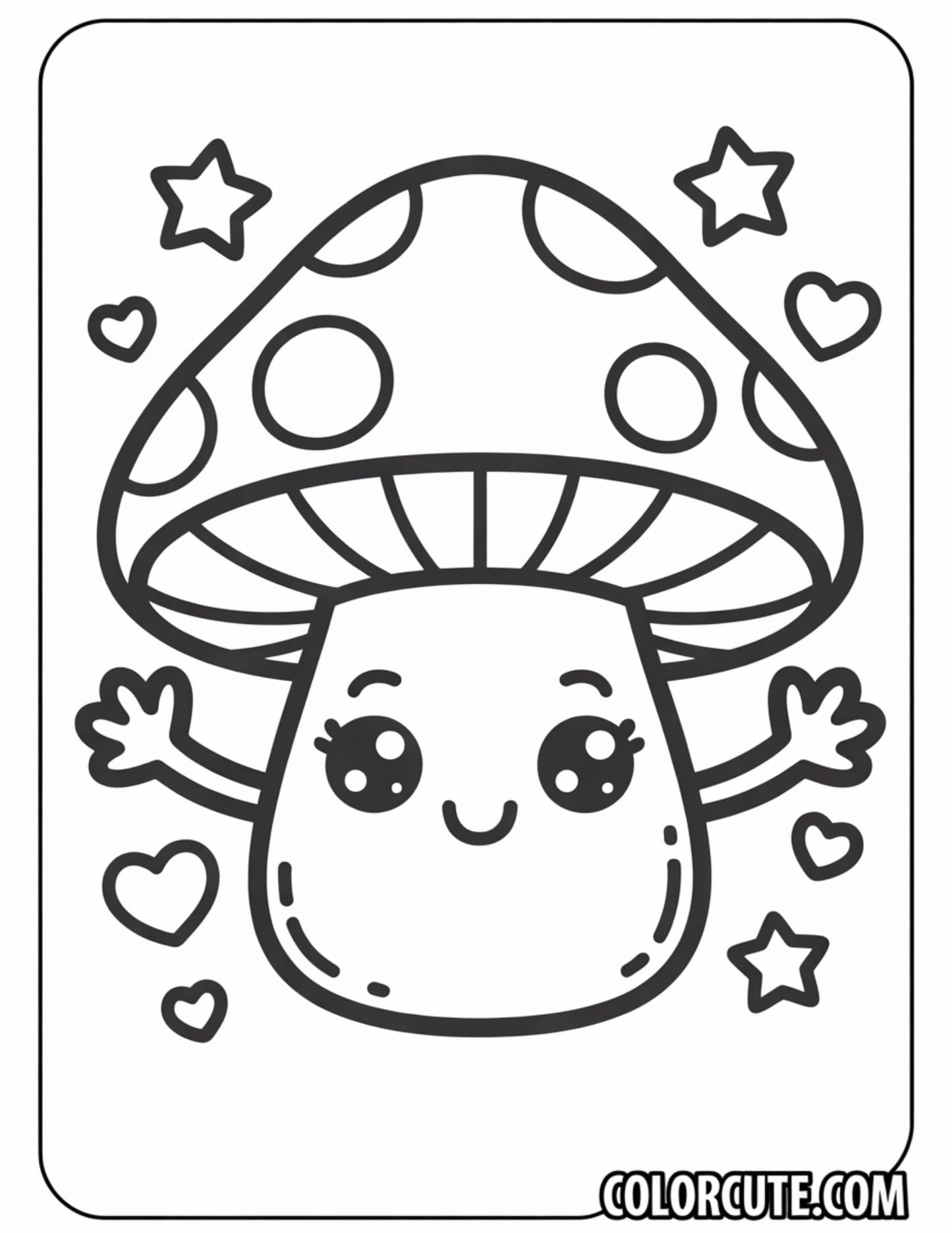 Kawaii Mushroom Coloring Pages | Free PDF Printables