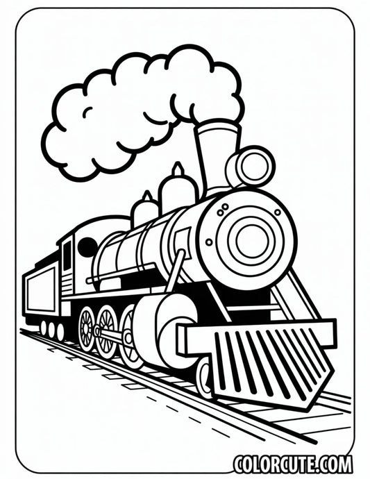 Locomotive Train Coloring Page - Free PDF Printables
