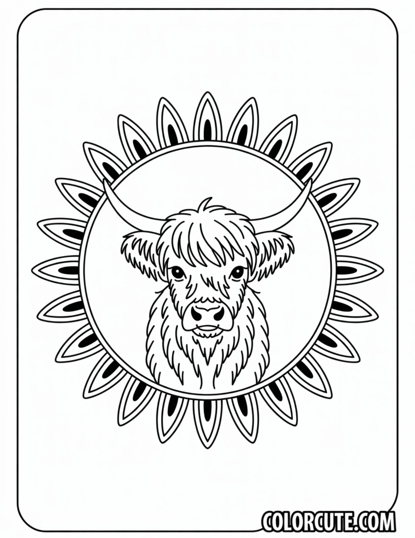 Mandala Highland Cow Coloring Pages | Free PDF Printables