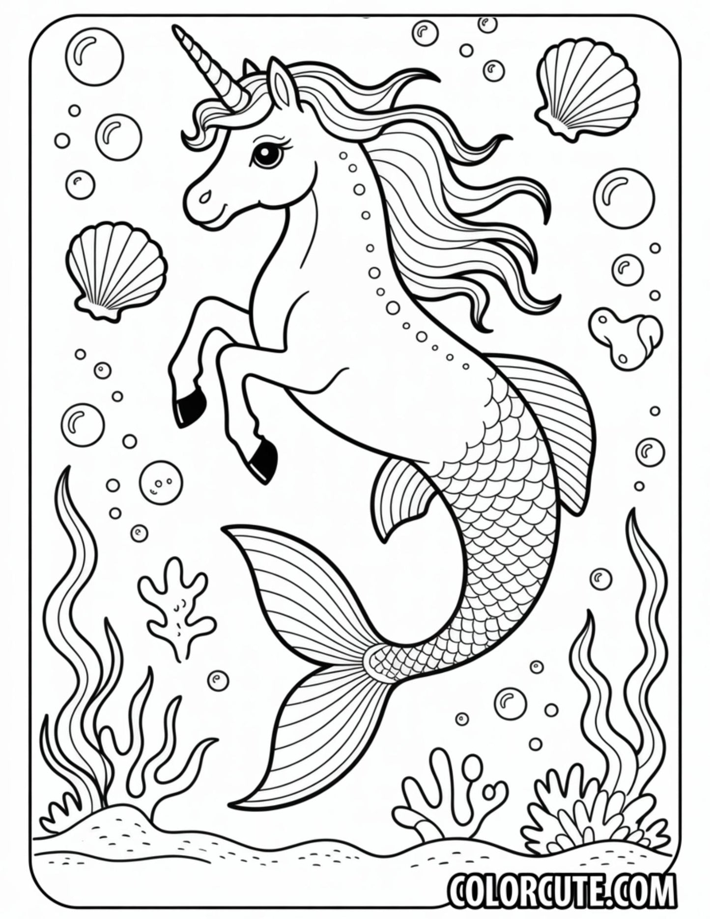 Mermaid Unicorn Coloring Pages | Free PDF Printables