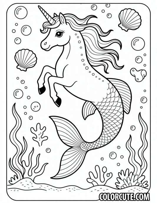 Mermaid Unicorn Coloring Pages | Free PDF Printables