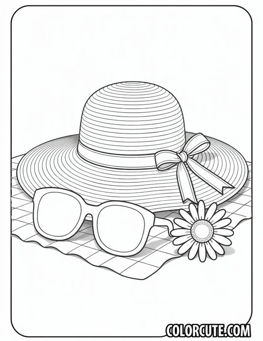 Sunhat Summer Coloring Pages | Free PDF Printables