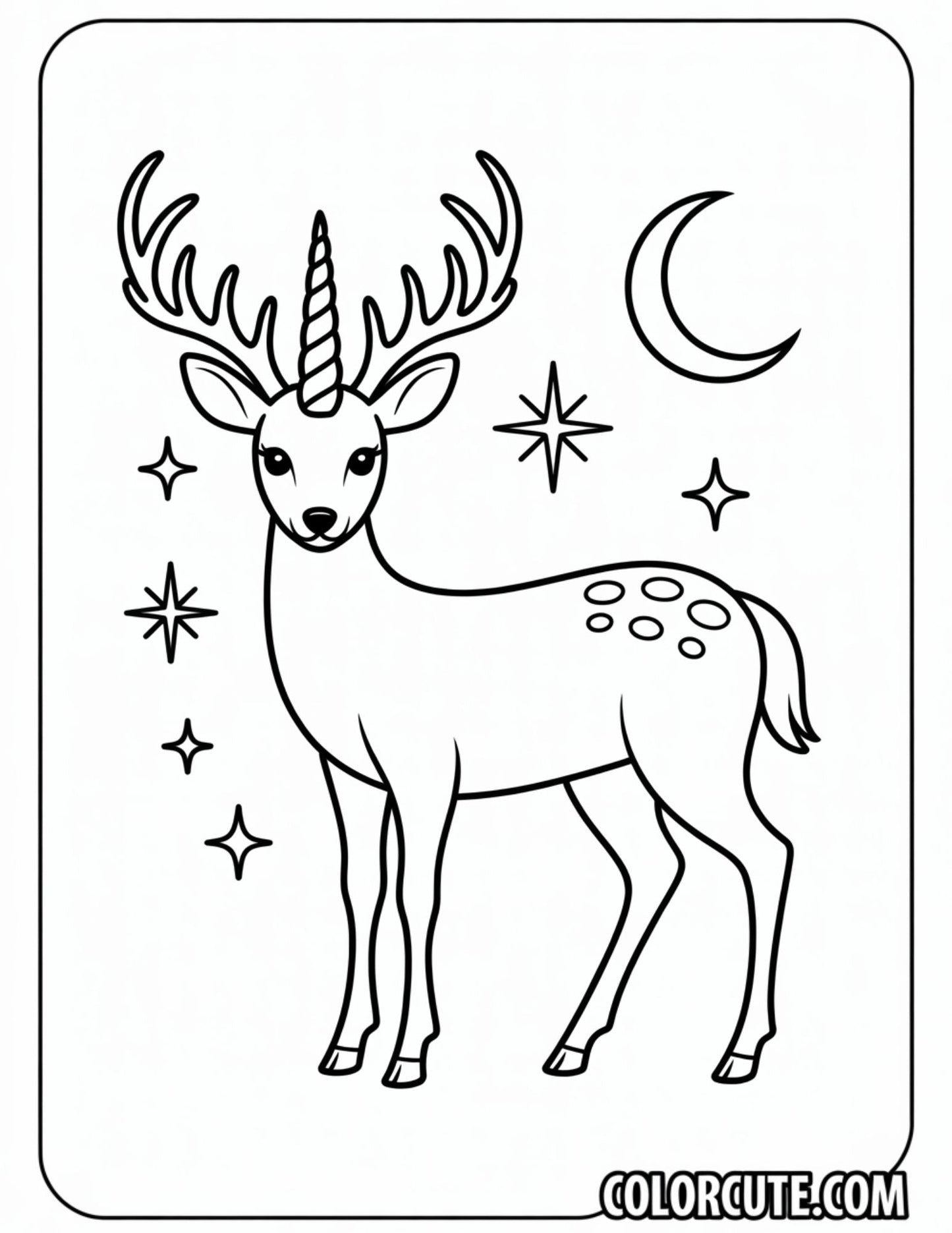 Unicorn Deer Coloring Pages - Free PDF Printables