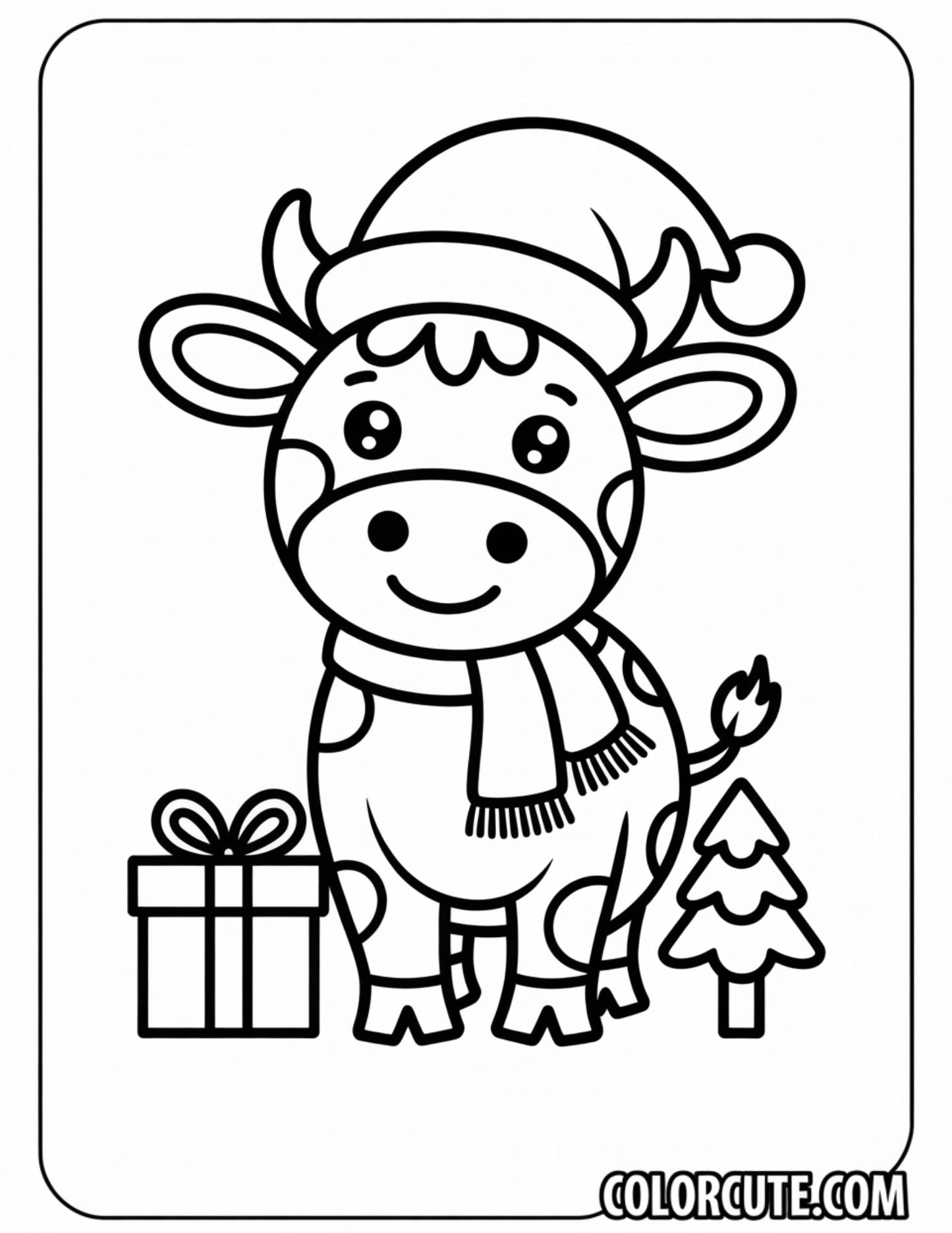 Christmas Cow Coloring Pages | Free PDF Printables