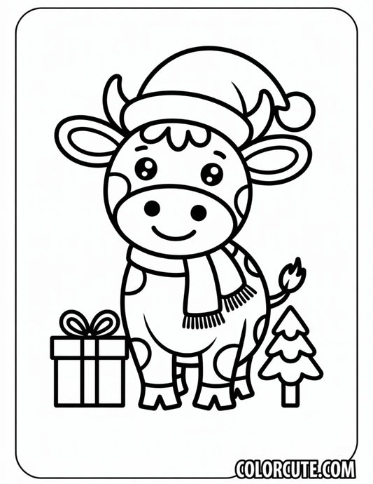 Christmas Cow Coloring Pages | Free PDF Printables