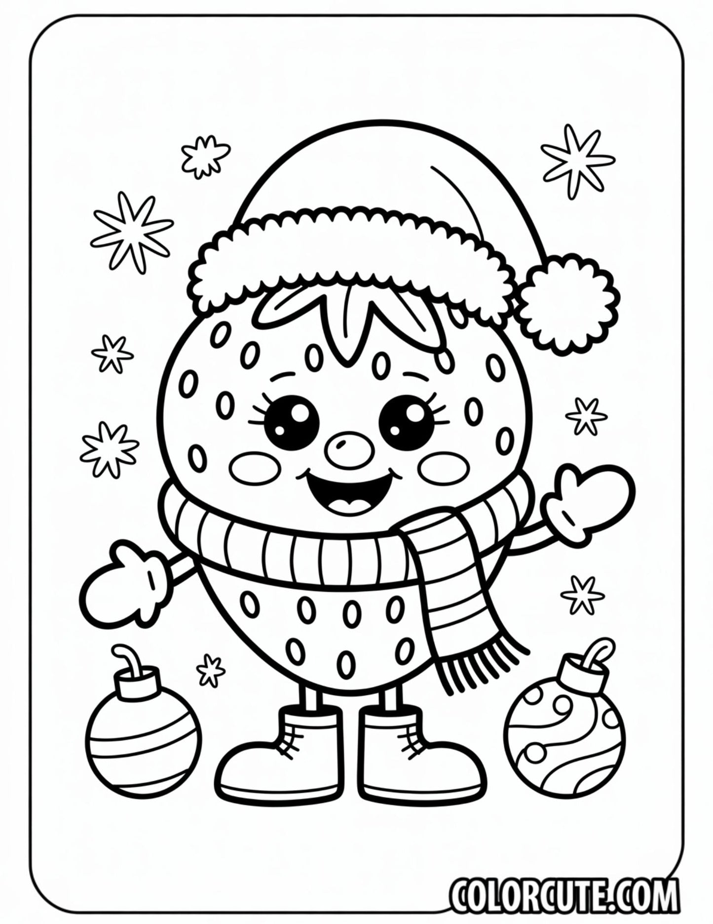 Christmas Strawberry Coloring Pages – Free PDF Printables
