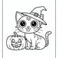 Halloween cute Cat Coloring Page | Free PDF Printables