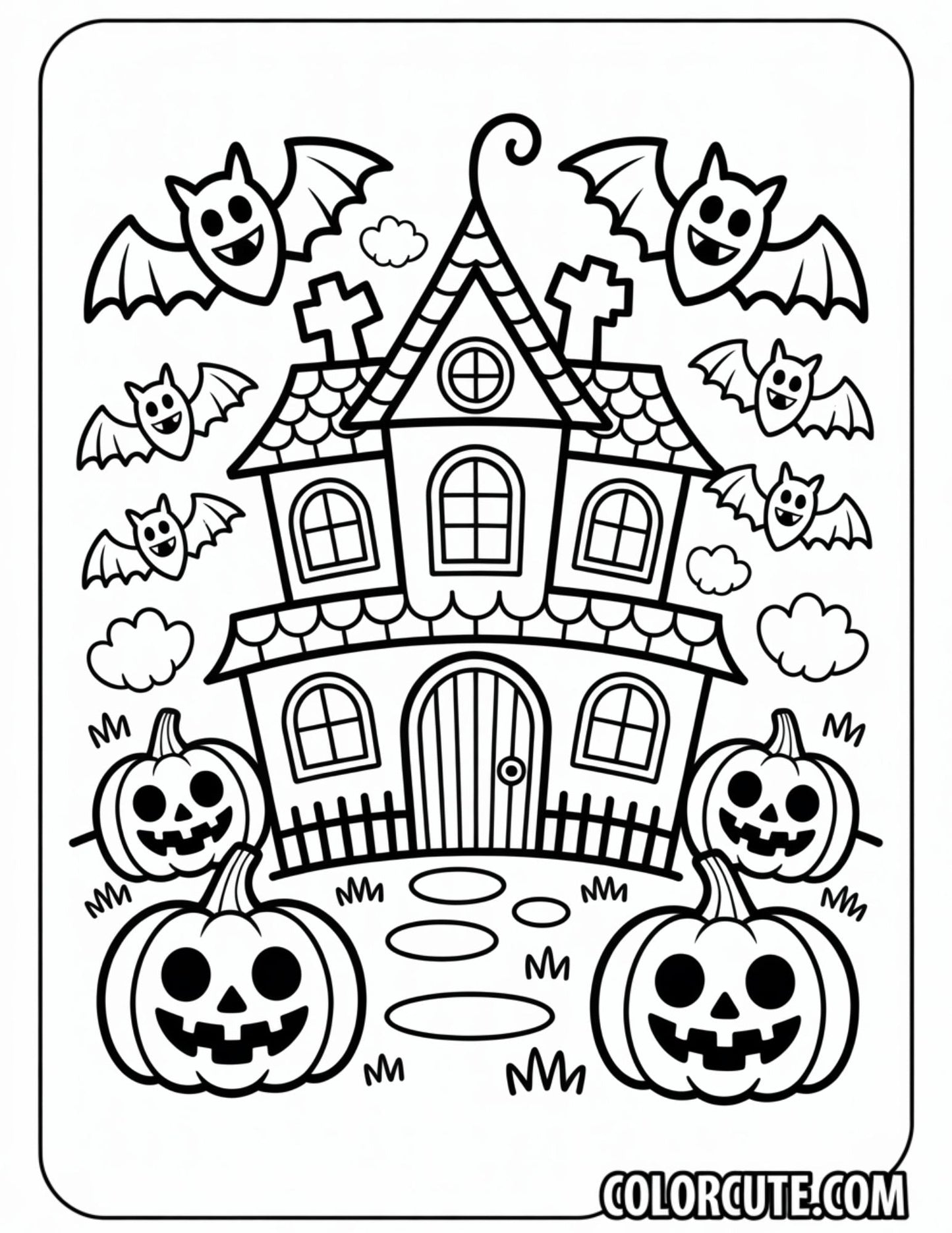 Haunted House Coloring Pages | Free PDF Printables