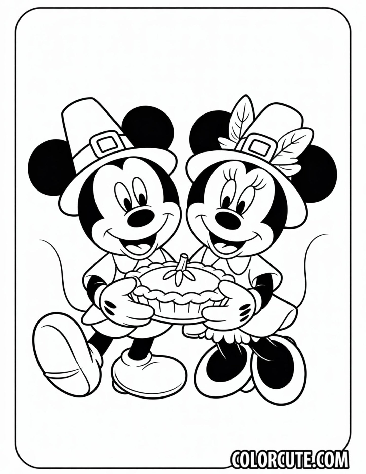 Cute Minnie Thanksgiving Coloring Pages | Free PDF Printables
