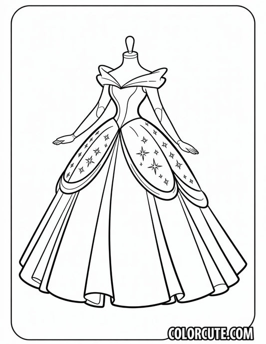 Royal Dress Coloring Page | Free PDF Printables