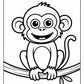 Small Monkey Coloring Page Free PDF Printables