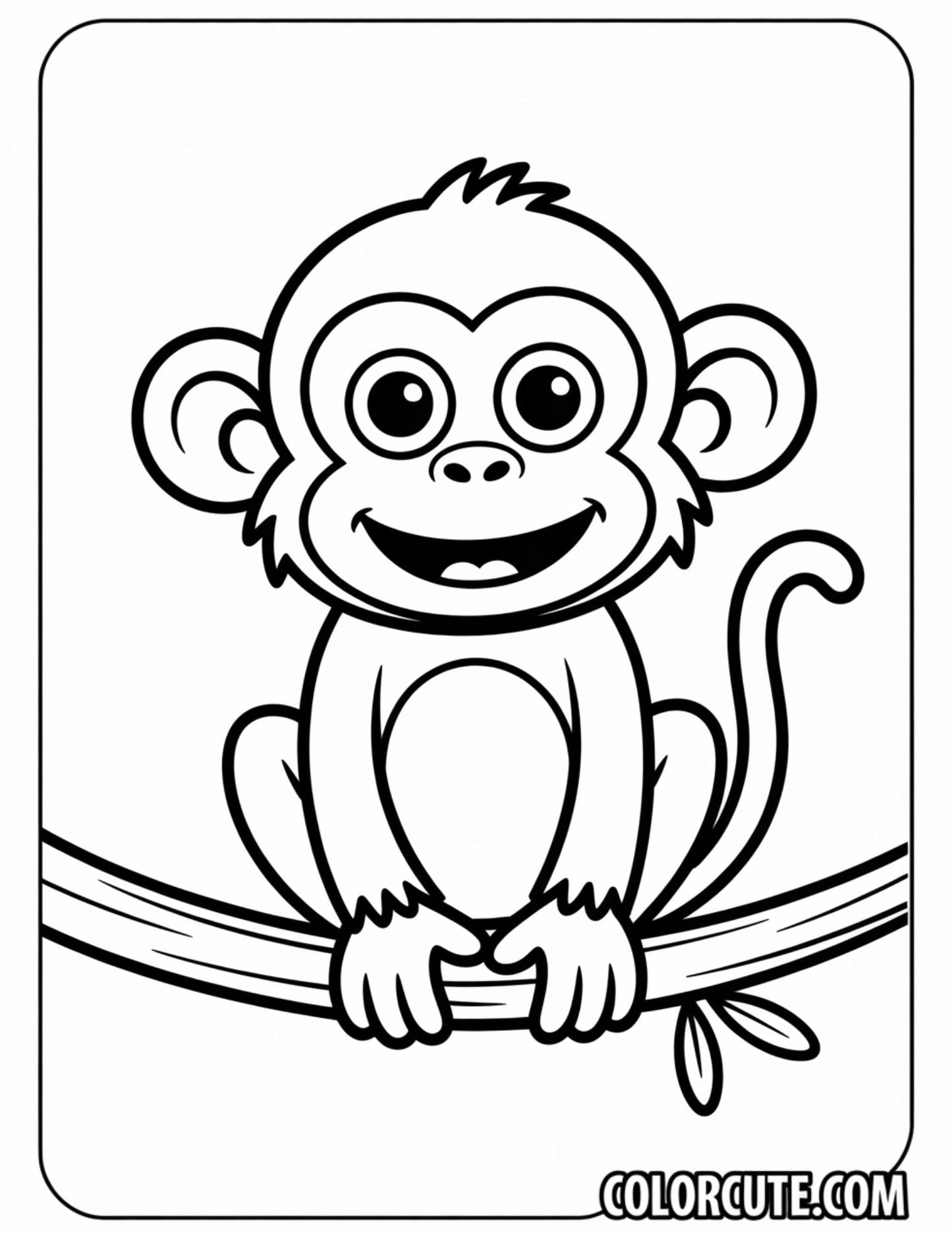 Small Monkey Coloring Page Free PDF Printables