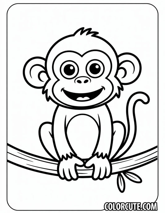 Small Monkey Coloring Page Free PDF Printables