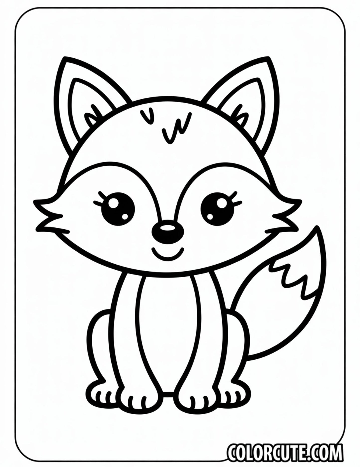 Smiling Baby Fox Coloring Pages | Free PDF Printables