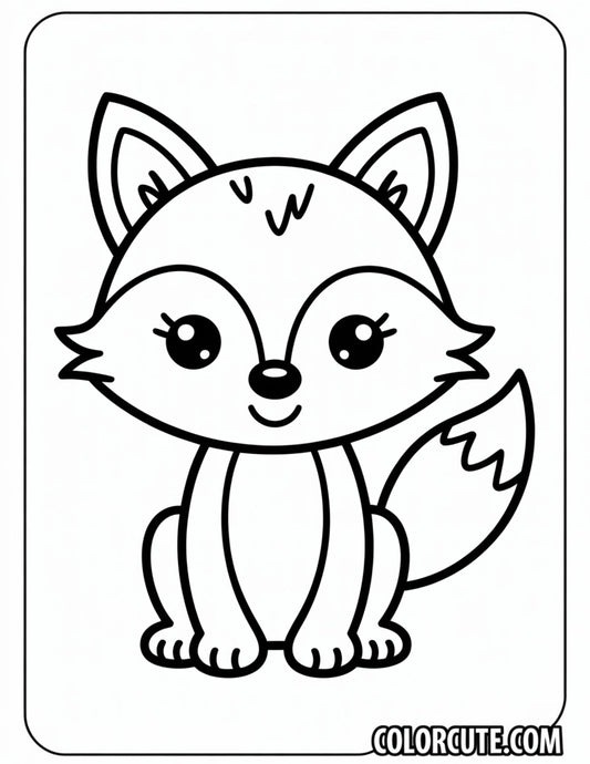 Smiling Baby Fox Coloring Pages | Free PDF Printables