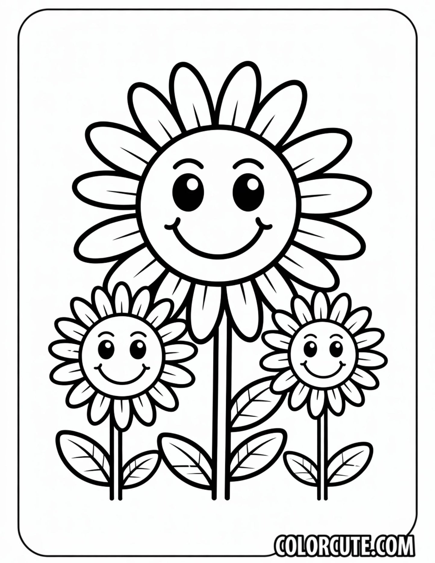 Sunflower Bold and Easy Coloring Pages | Free PDF Printables