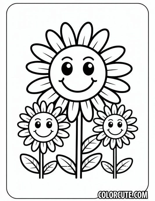 Sunflower Bold and Easy Coloring Pages | Free PDF Printables