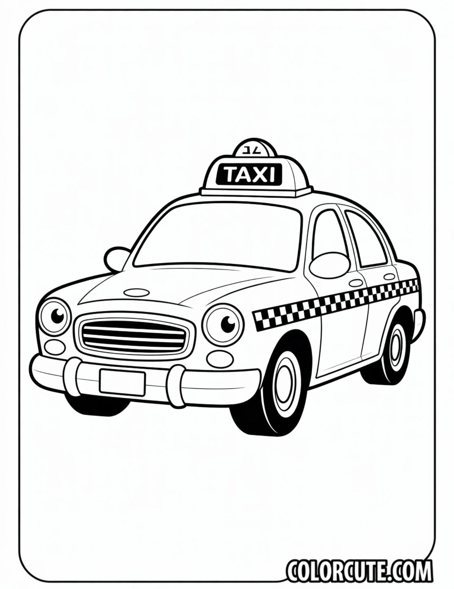 Taxi Car Coloring Pages | Free PDF Printables