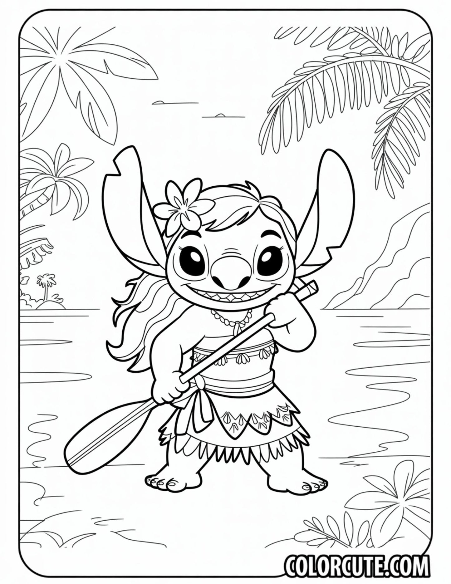 Disney Moana Stitch Coloring Pages | Free PDF Printables