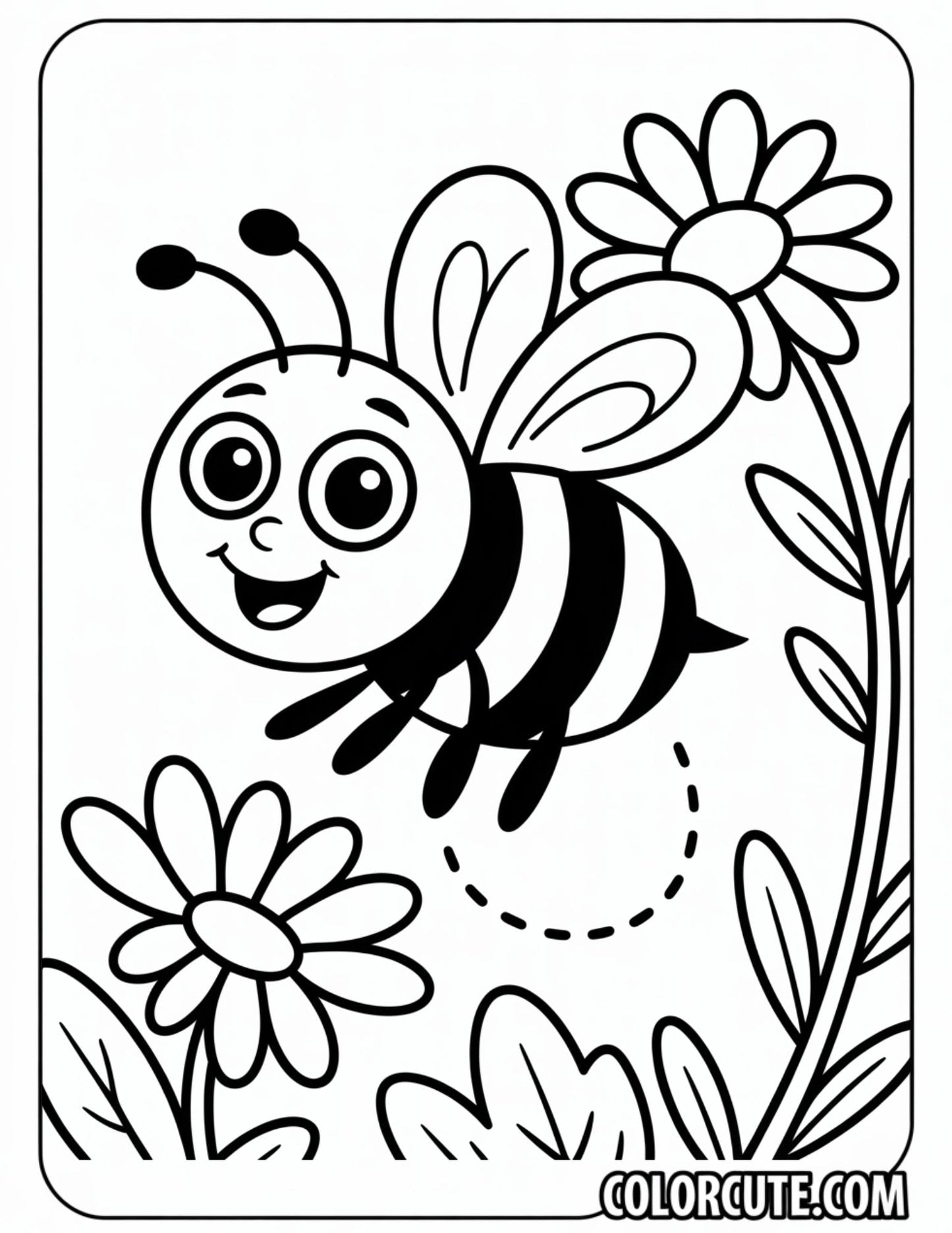 Bee Preschool Coloring Page | Free PDF Printables
