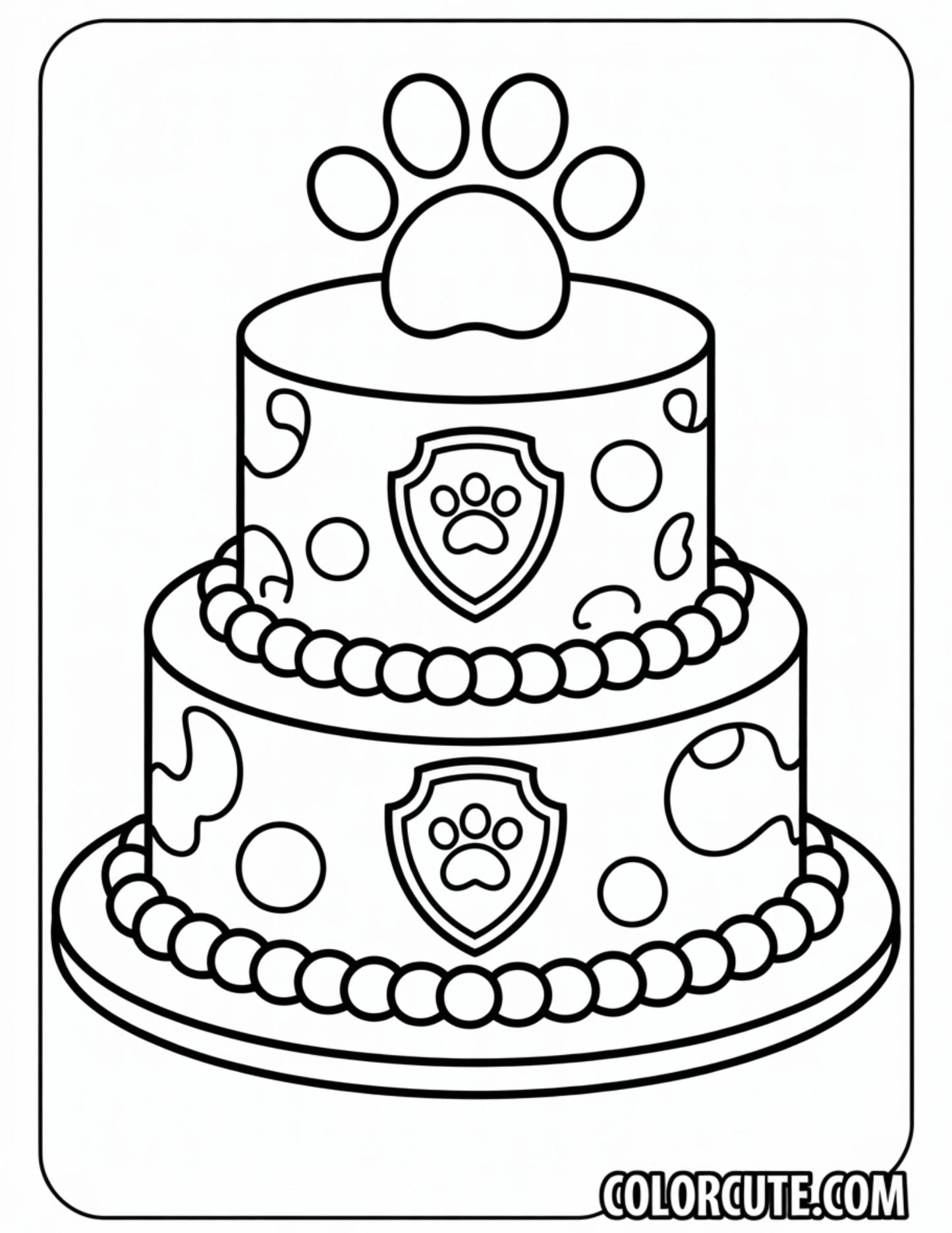 Cake Paw Patrol Coloring Pages | Free PDF Printables