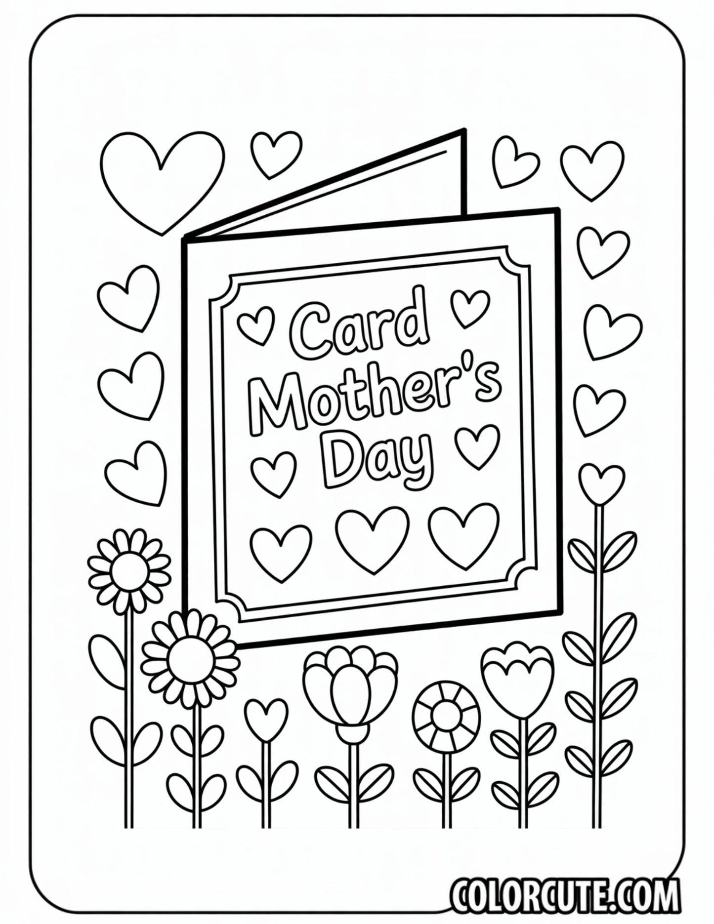 Card Mothers Day Coloring Pages Free PDF Printables