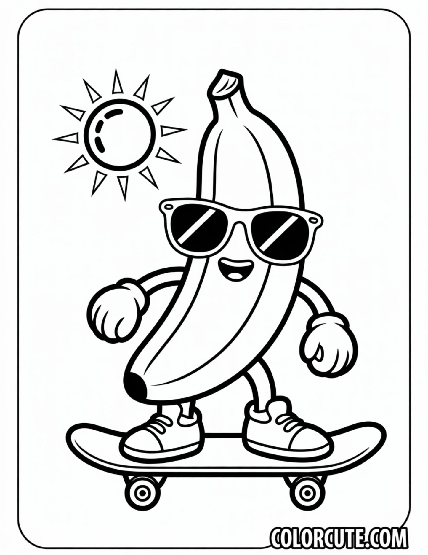 Cool Banana Coloring Pages | Free PDF Printables