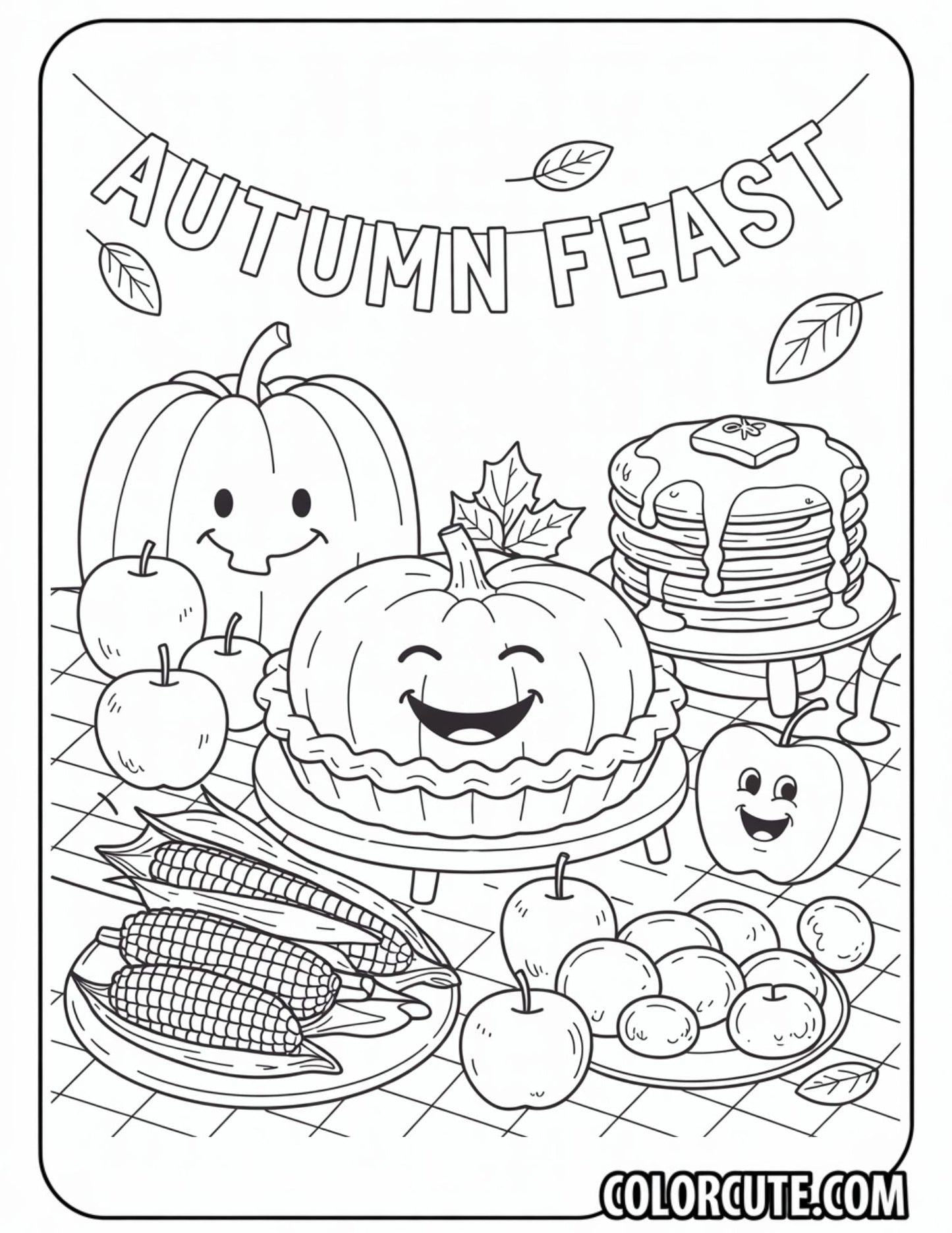 Fall Food Coloring Pages | Free PDF Printables